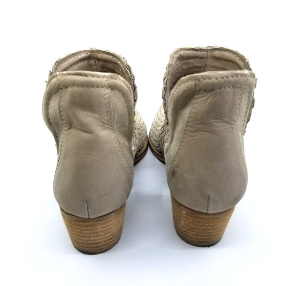 Very Volatile Los Angeles Veracruz Sz 10 Tan Suede Leather Woven Ankle Bootie - Picture 3 of 15